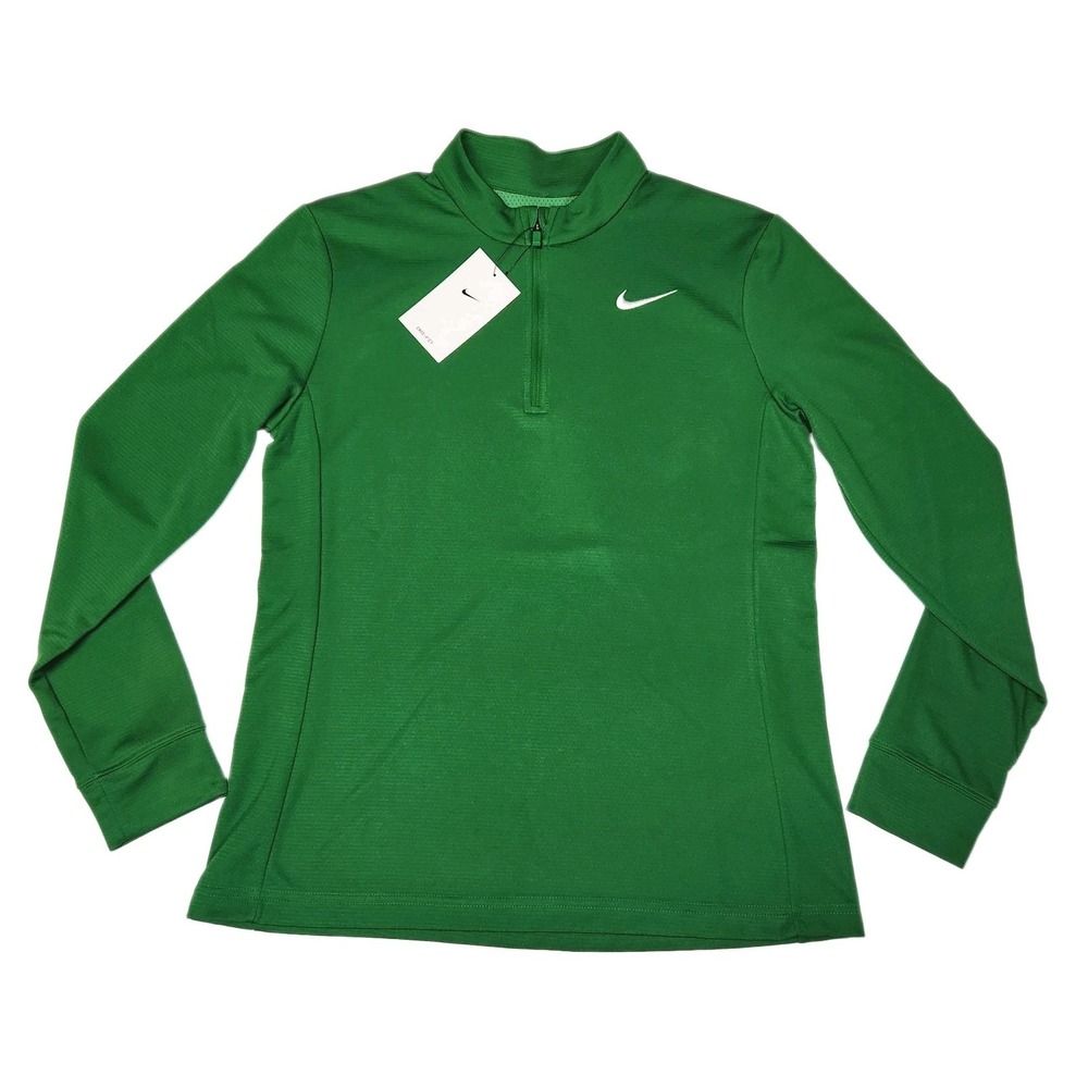 Nike Dri-FIT Women's Medium Green 1/4 Zip Pullover Long Sleeve NWT Athletic